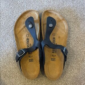 Birkenstock Black and Tan Thong Sandals